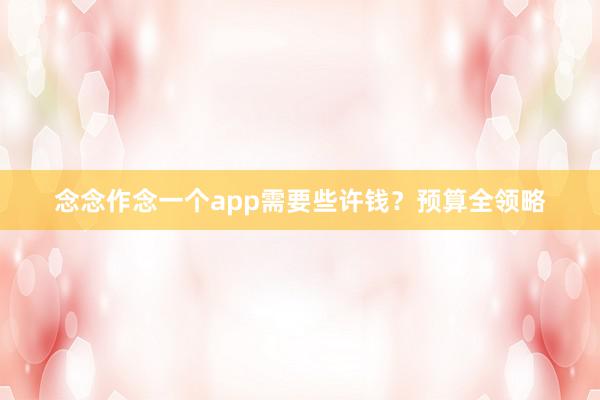 念念作念一个app需要些许钱？预算全领略