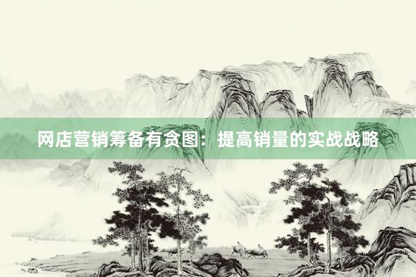 网店营销筹备有贪图：提高销量的实战战略
